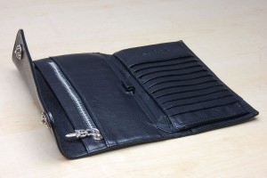 クロムハーツ、ロングウォレット、クロスボタンブラックレザー