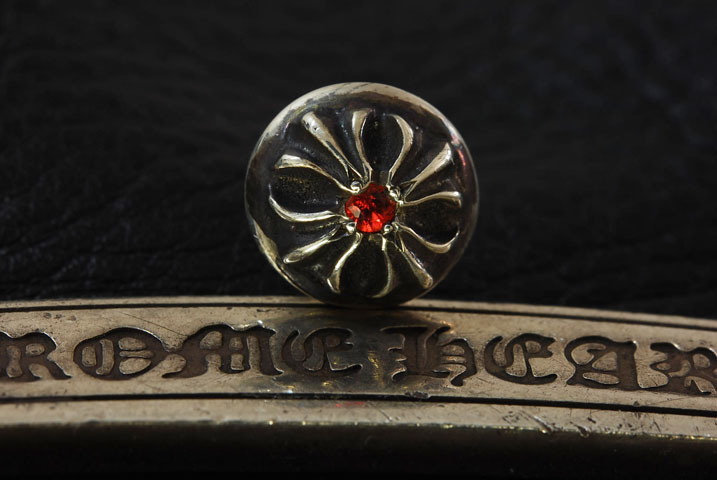 クロスボールスタッドピアス1オレンジサファイヤ