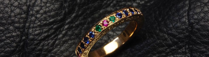 22Kスペーサーリング3mm サファイヤ＆ルビー＆エメラルド　カスタム