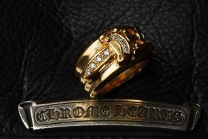 クロムハーツ22Kダガーリングwithダイヤパヴェ